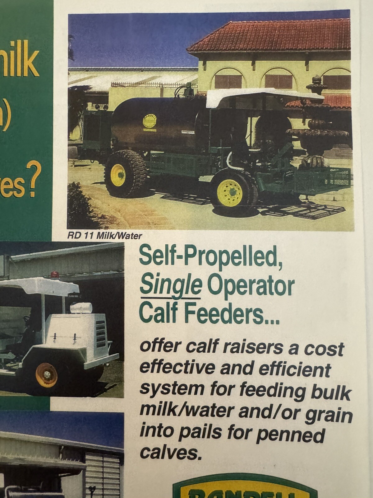Randell Equipment Co. Calf Feeders 2-Page 2006 Dealer Sales Brochure Farm Tools