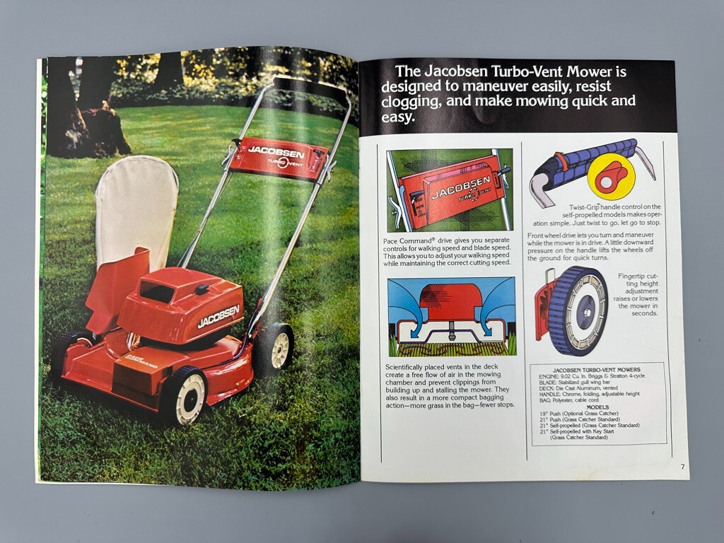 1977 JACOBSEN LAWN TRACTORS Riding Mower Advertising Catalog Vintage