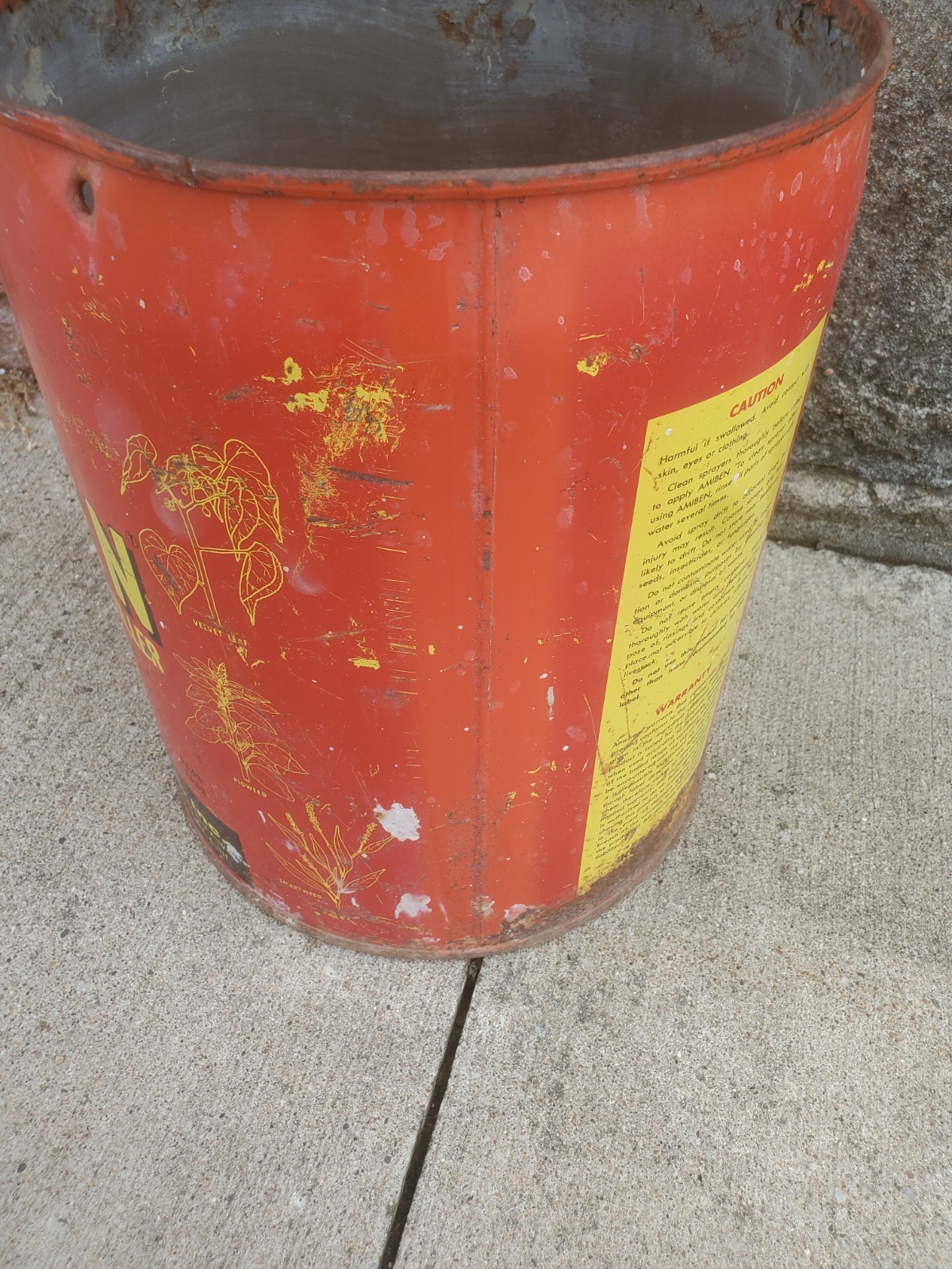 5 Gallon Metal Can Amiben Herbicide No Lid Soybean Weed Control Farm Decor #3