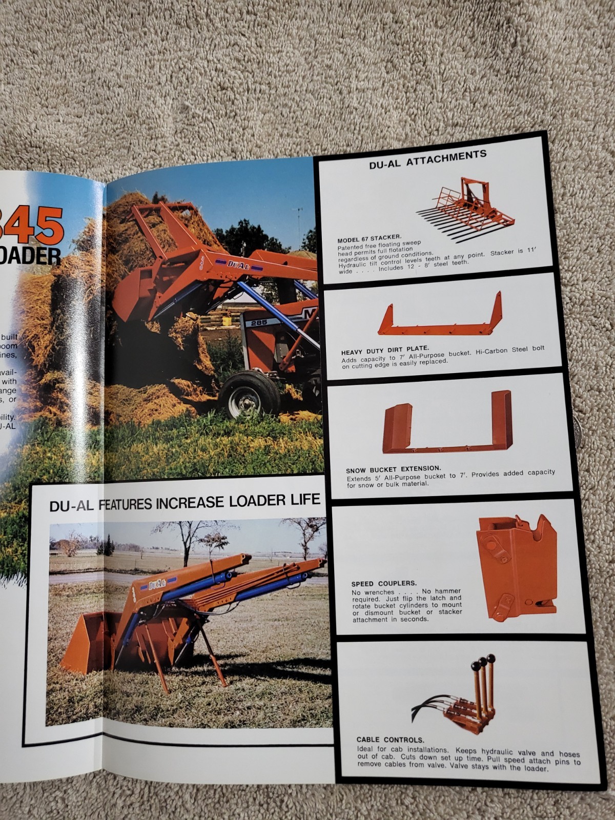DUAL 340 / 345 Tractor Front LOADER BROCHURE John Deere MF Sioux Falls, SD.