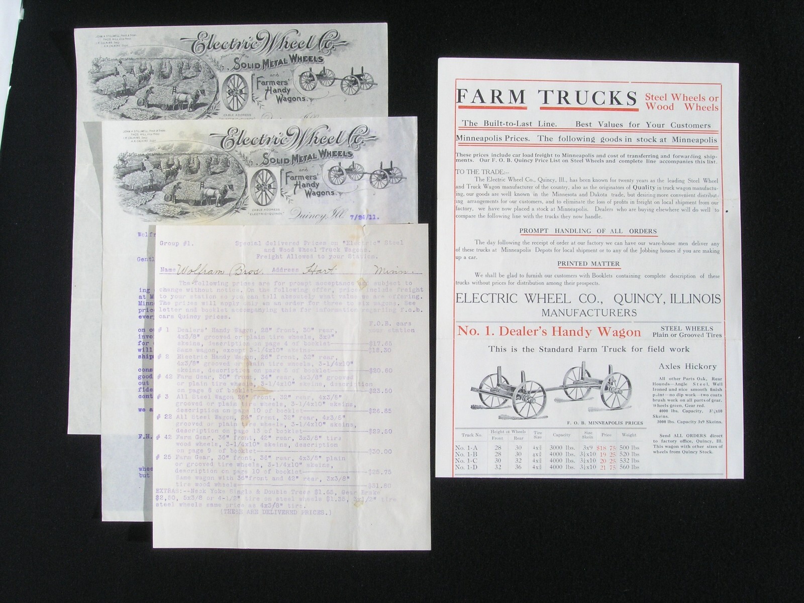 1911 Electric Wheel Co Farmer Wagons & Trucks Distributor Advertisement Mailing