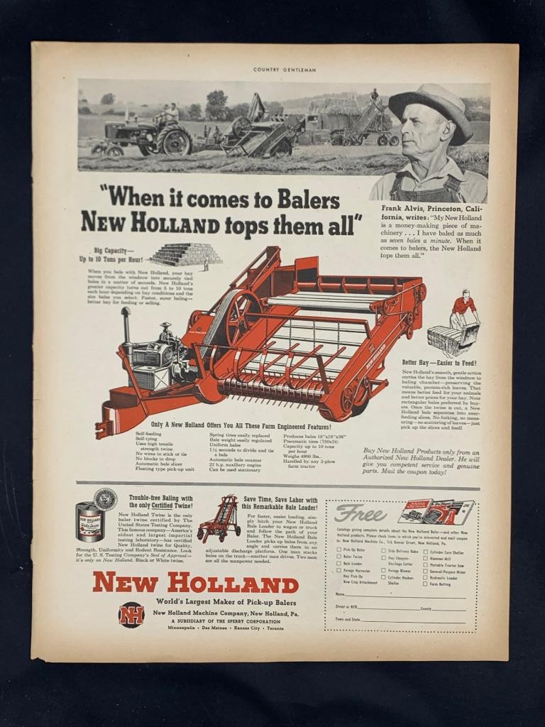 Magazine Ad* – 1949 – New Holland Baler – New Holland, PA