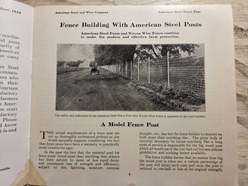 (2) 1913-14 American Steel Fence Posts Adv Catalogs American Steel & Wire Co