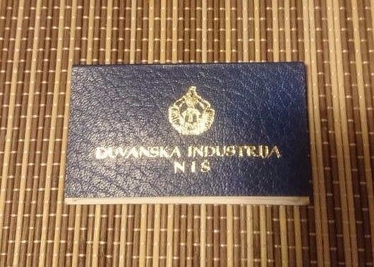 Tobacco industry Nis, Serbia ~ Set of 5 diff pins in folder for 15 years of work