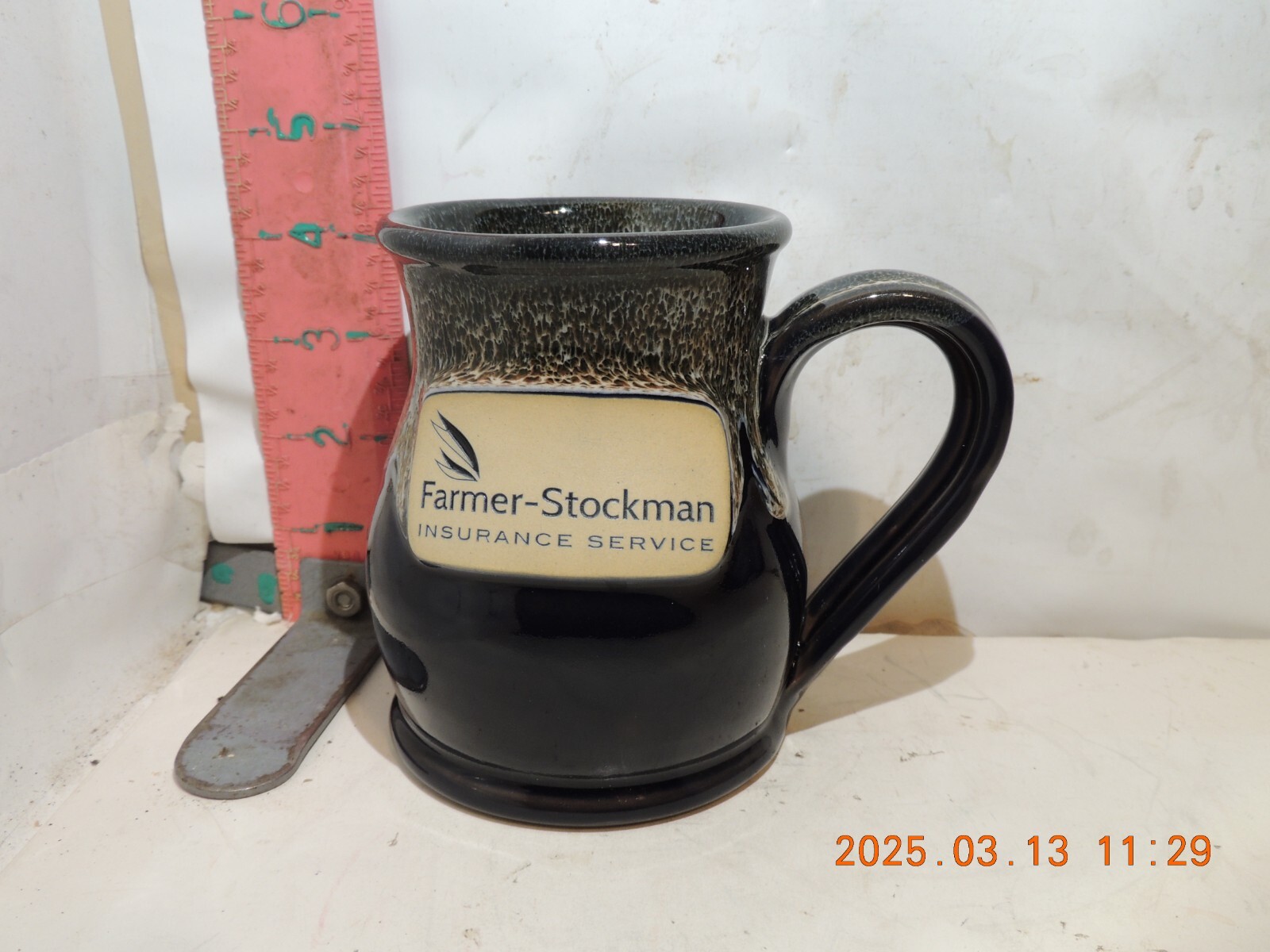 Farmer-Stockman Insurace Service mug – Deneem Pottery, hand thrown 2017