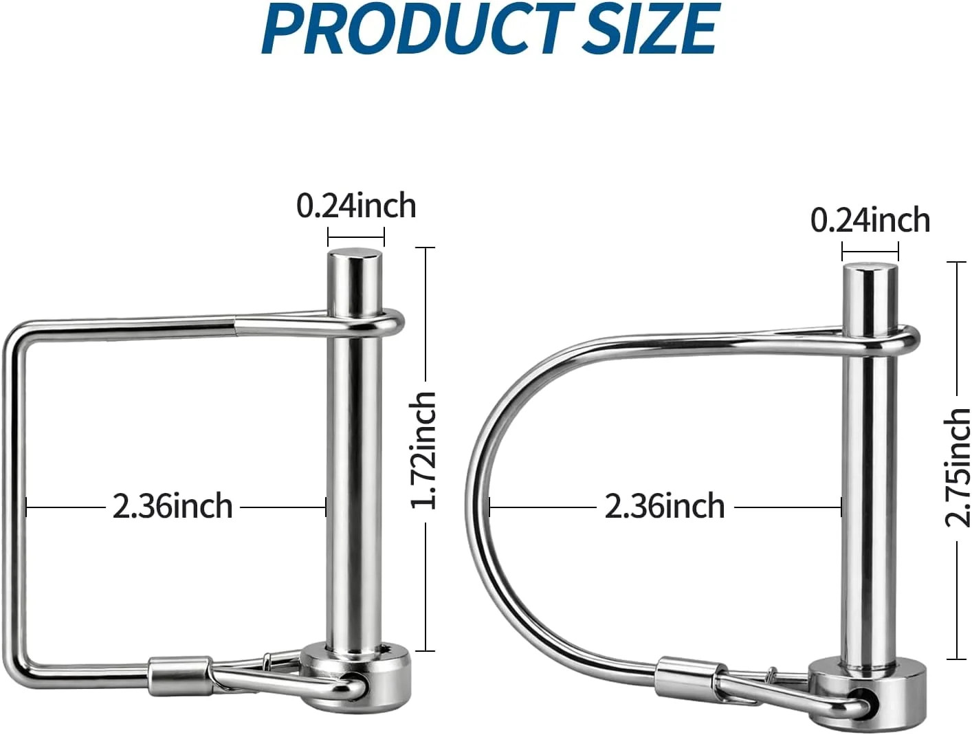 8 Pack Trailer Coupler Pin – Heavy Duty 1/4&Prime; Carbon Steel Lock Pins with Square
