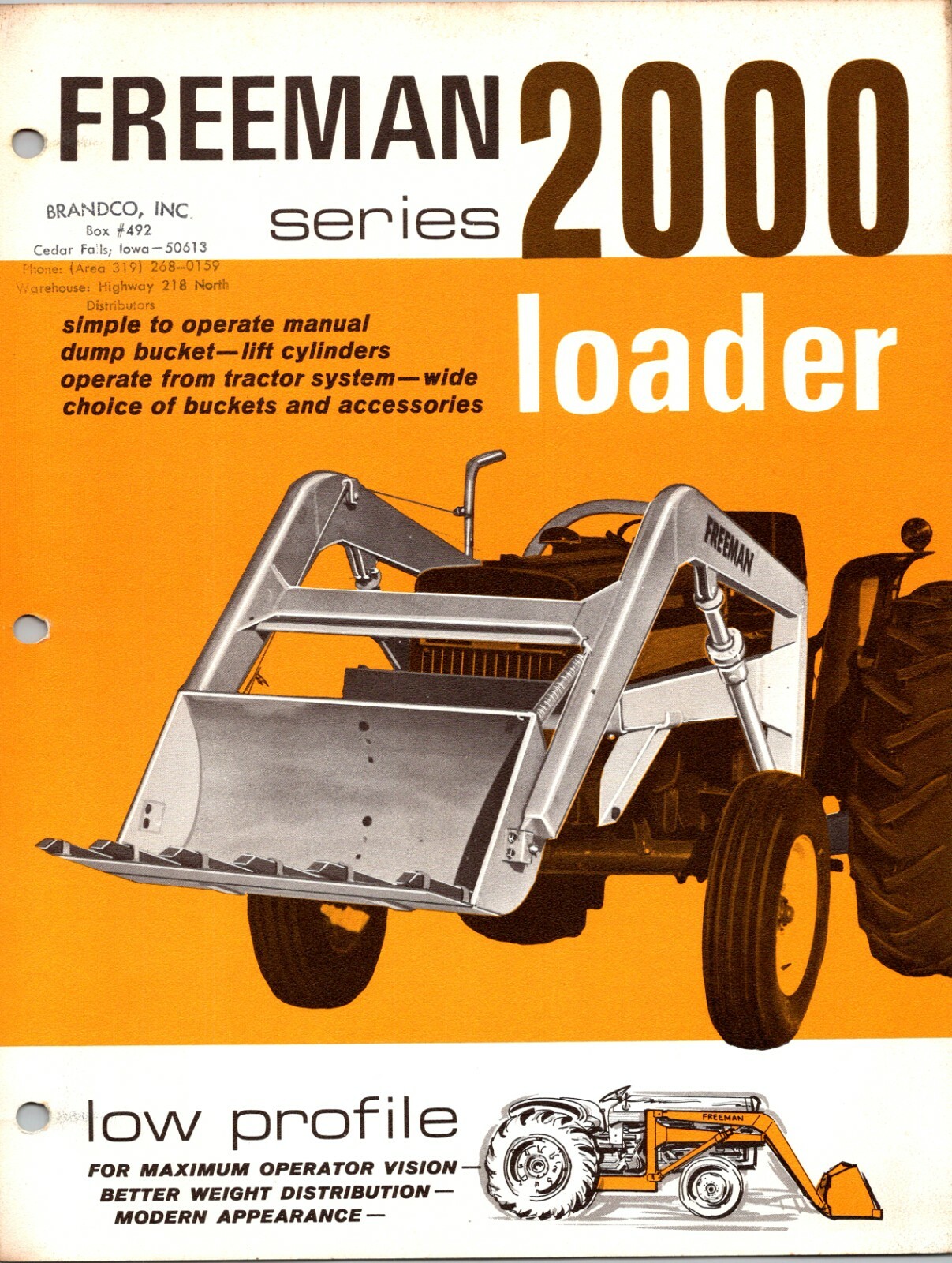 One(1) Freeman Series 2000 Loader Tractor Dealer Sales Specs Flyer Brochure