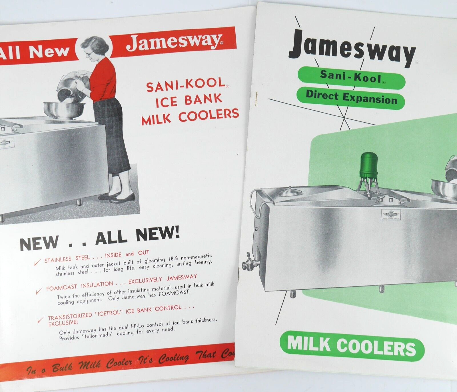 Lot of 2 Vintage Jamesway Milk Cooler Sani-Kool Dairy Farm Brochure Advertising