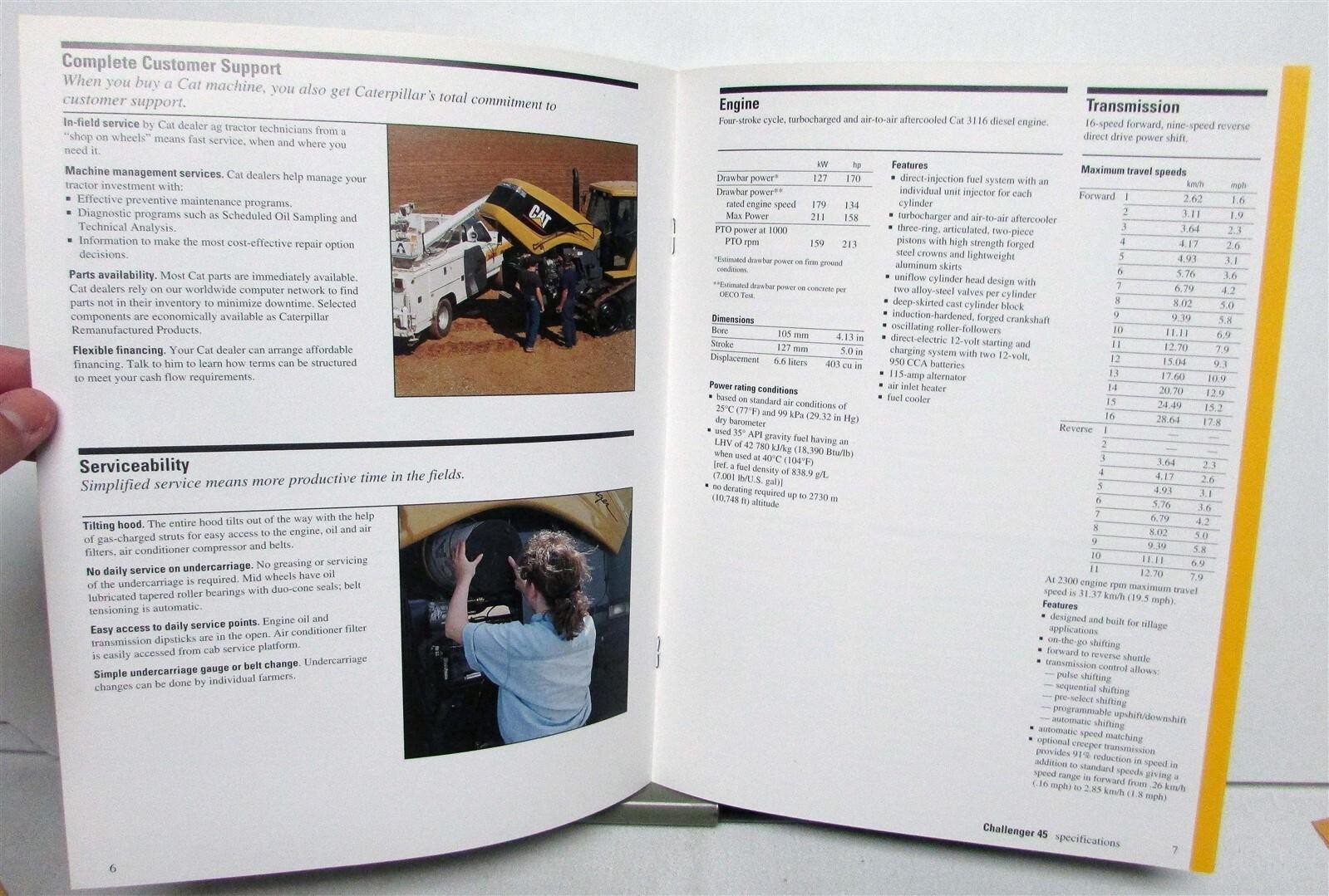 1997 Caterpillar Challenger 45 Articulated Tractor Specs Sales Brochure