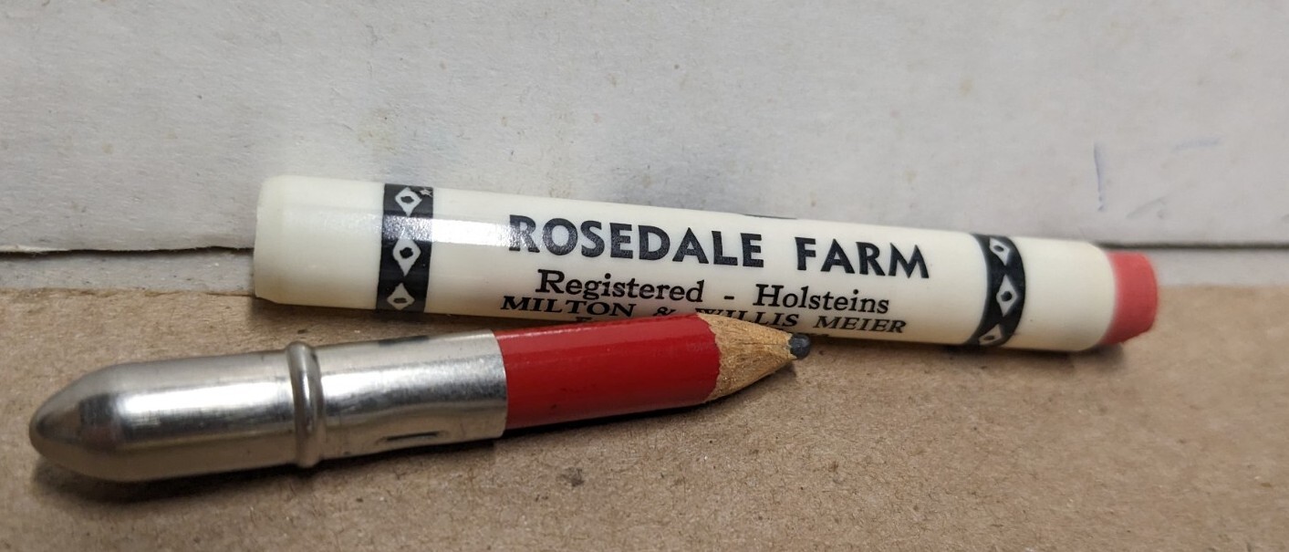 Vintage Rosedale Farm Holsteins Milton Willis Meier Farmersburg IA Bullet Pencil