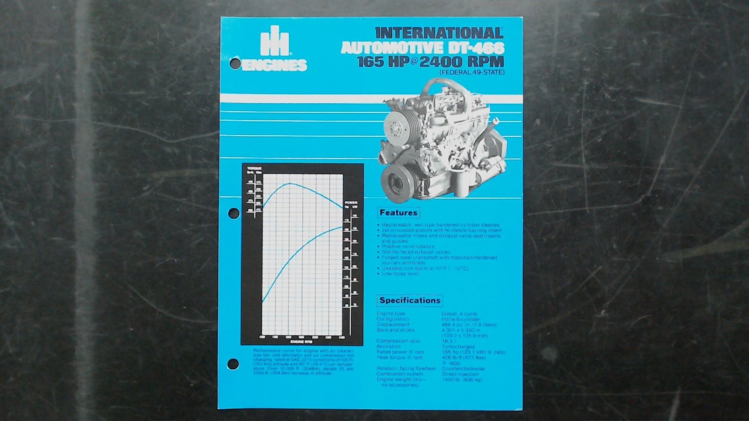 International Harvester Automotive DT-466 Engine Brochure 1980s Agriculture