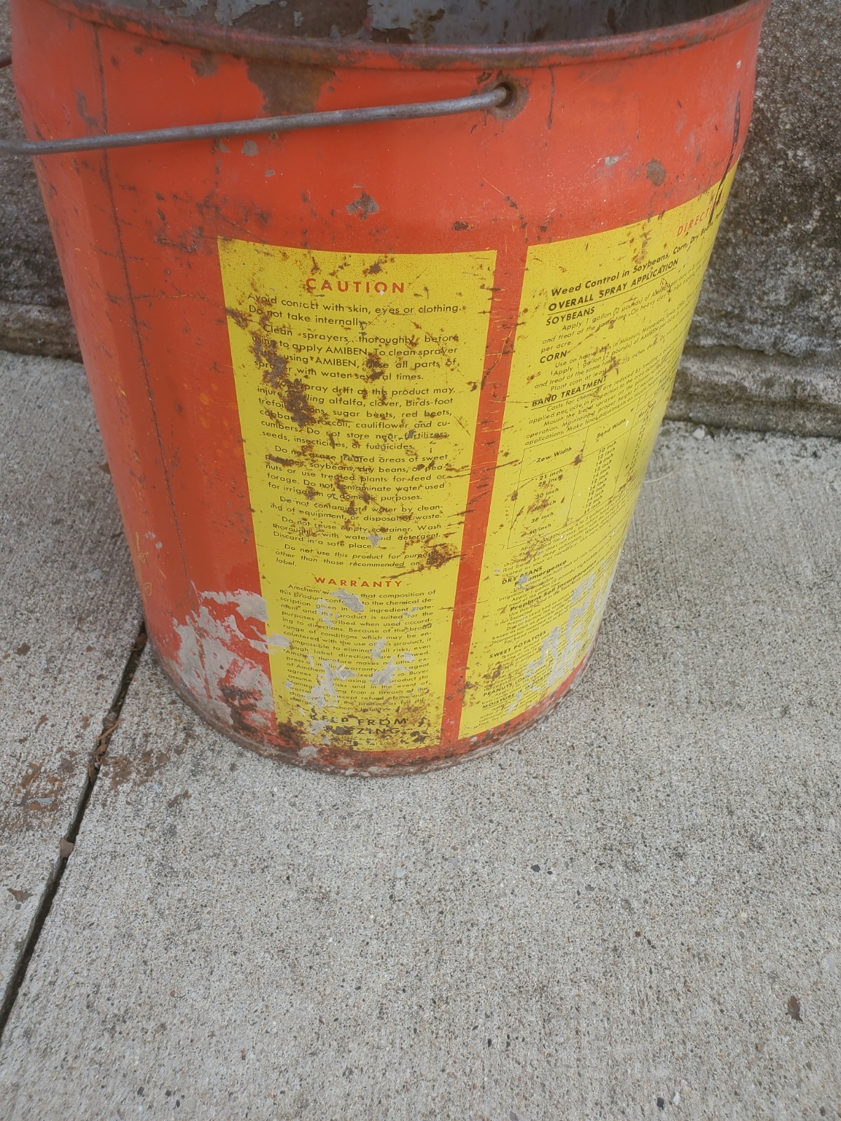 5 Gallon Metal Can Amiben Herbicide No Lid Soybean Weed Control Farm Decor #4