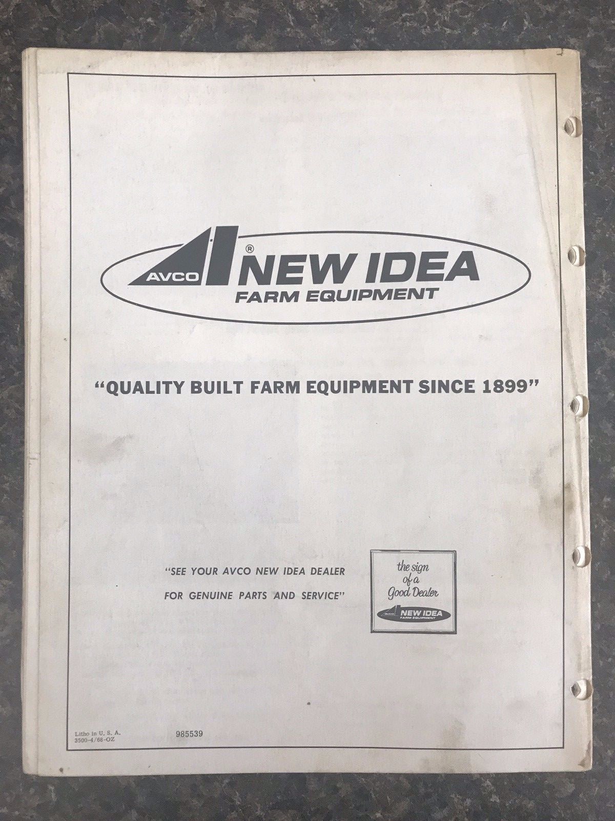 New Idea No. 710 Uni-System Combine Operator&rsquo;s Manual No. UC-104