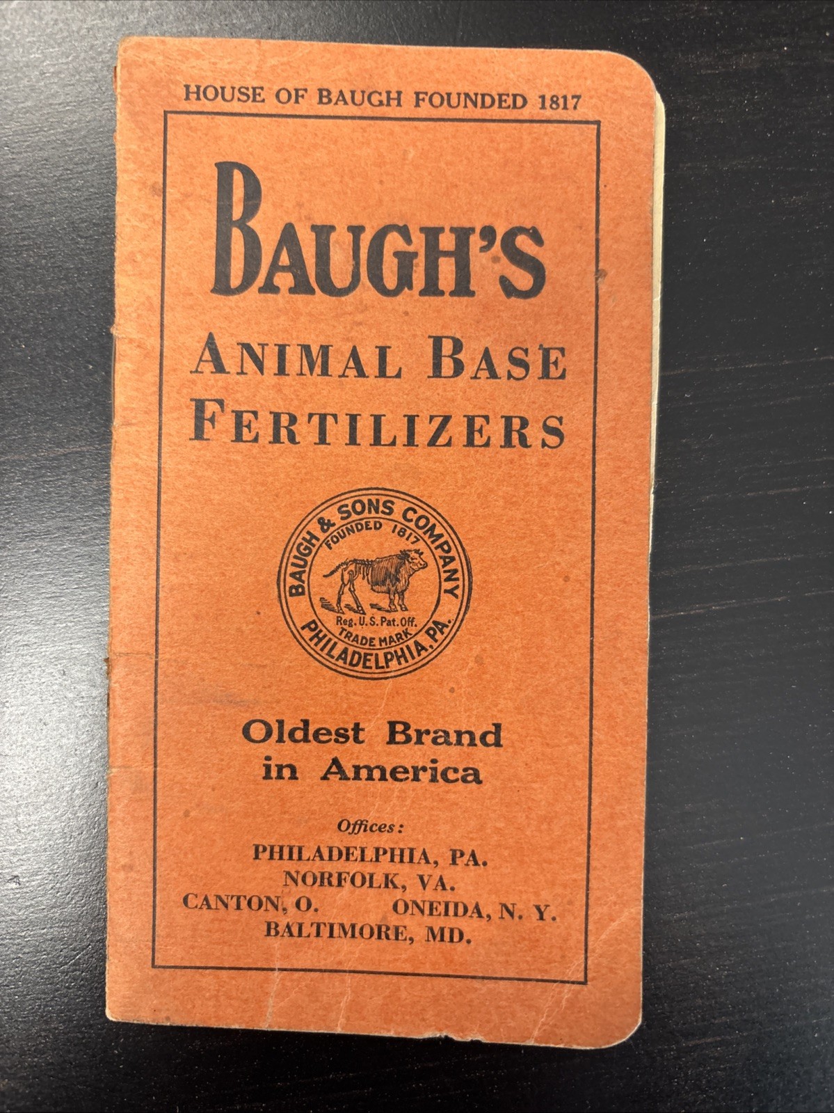 Baugh’s Animal Base Fertilizer Notebook 1933 Philadelphia, PA