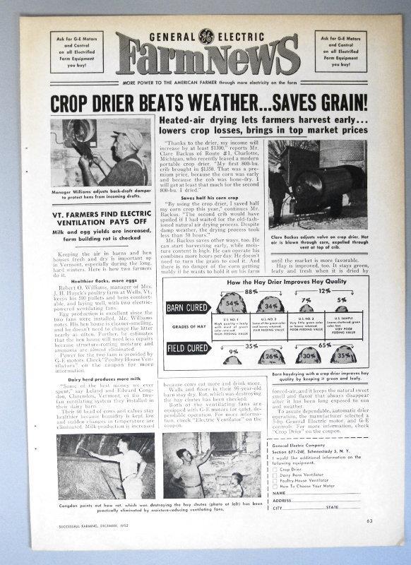 Original 1952 GE News Photo Endorsed Ad by Clare Backus Charlotte Michigan
