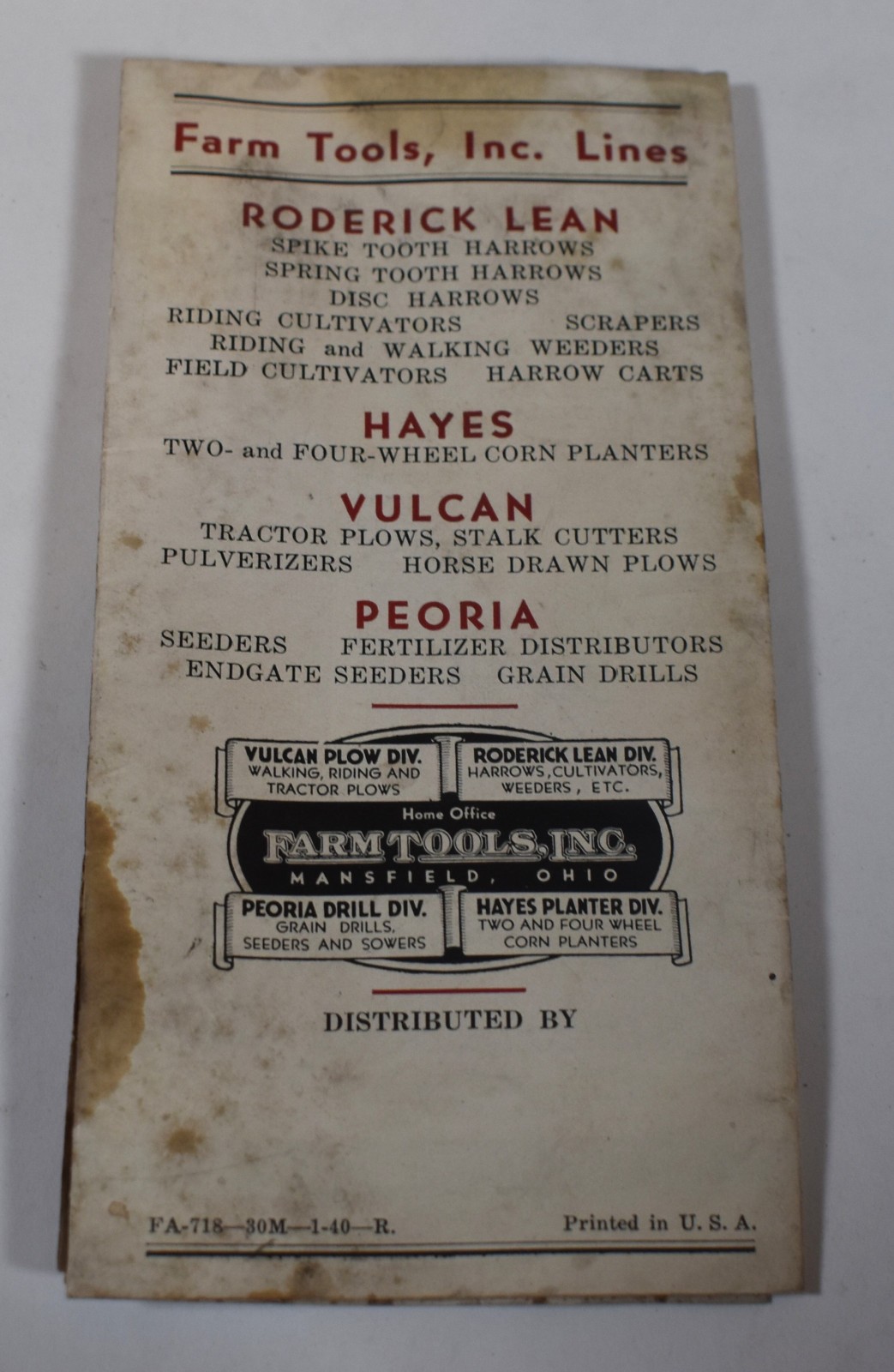 Vintage Roderick Lean No. 1 Automatic Tractor Disc Harrow Brochure Farm Tools