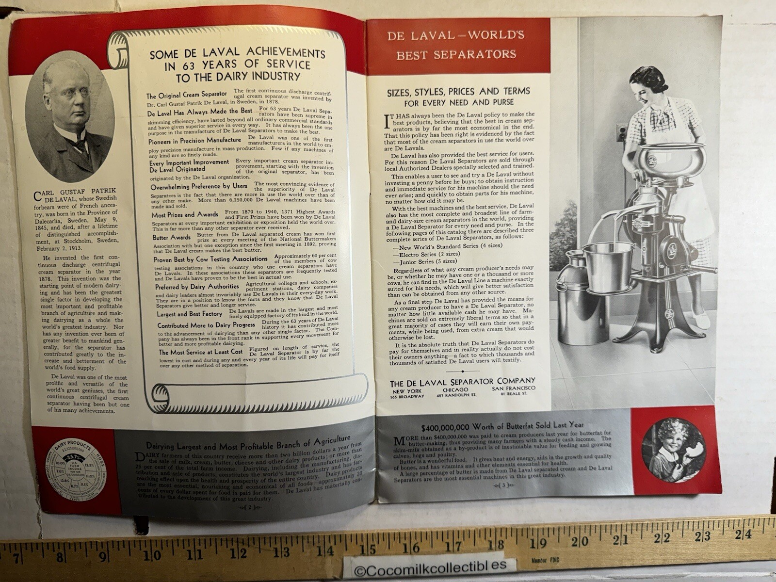 Vintage 1965 De Laval Cream Separators Farm & Dairy Sizes Brochure