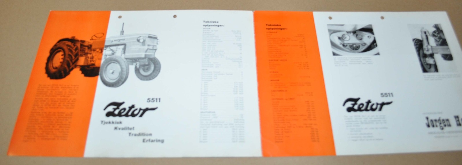 Zetor 5511 Tractor Specification Brochure Prospekt DK