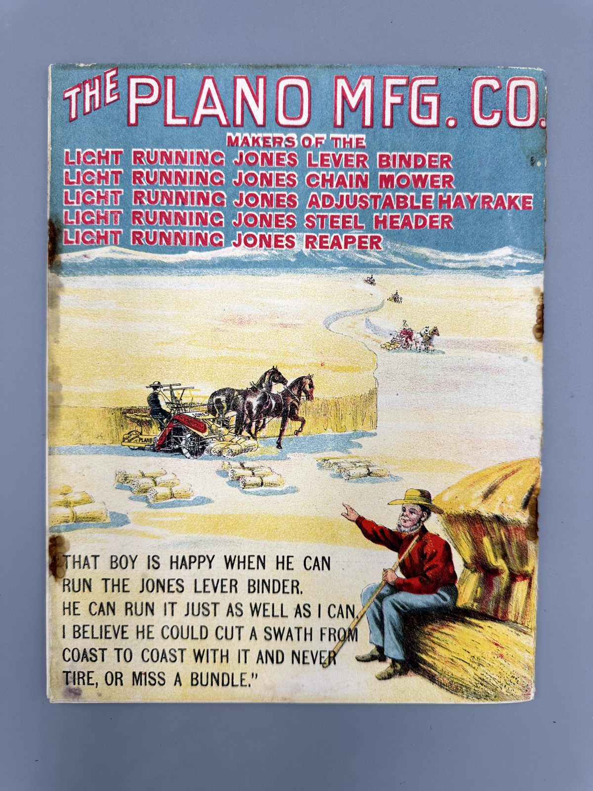 1897 PLANO Farm HARVESTING Machinery CATALOG Advertising ANTIQUE Harvester