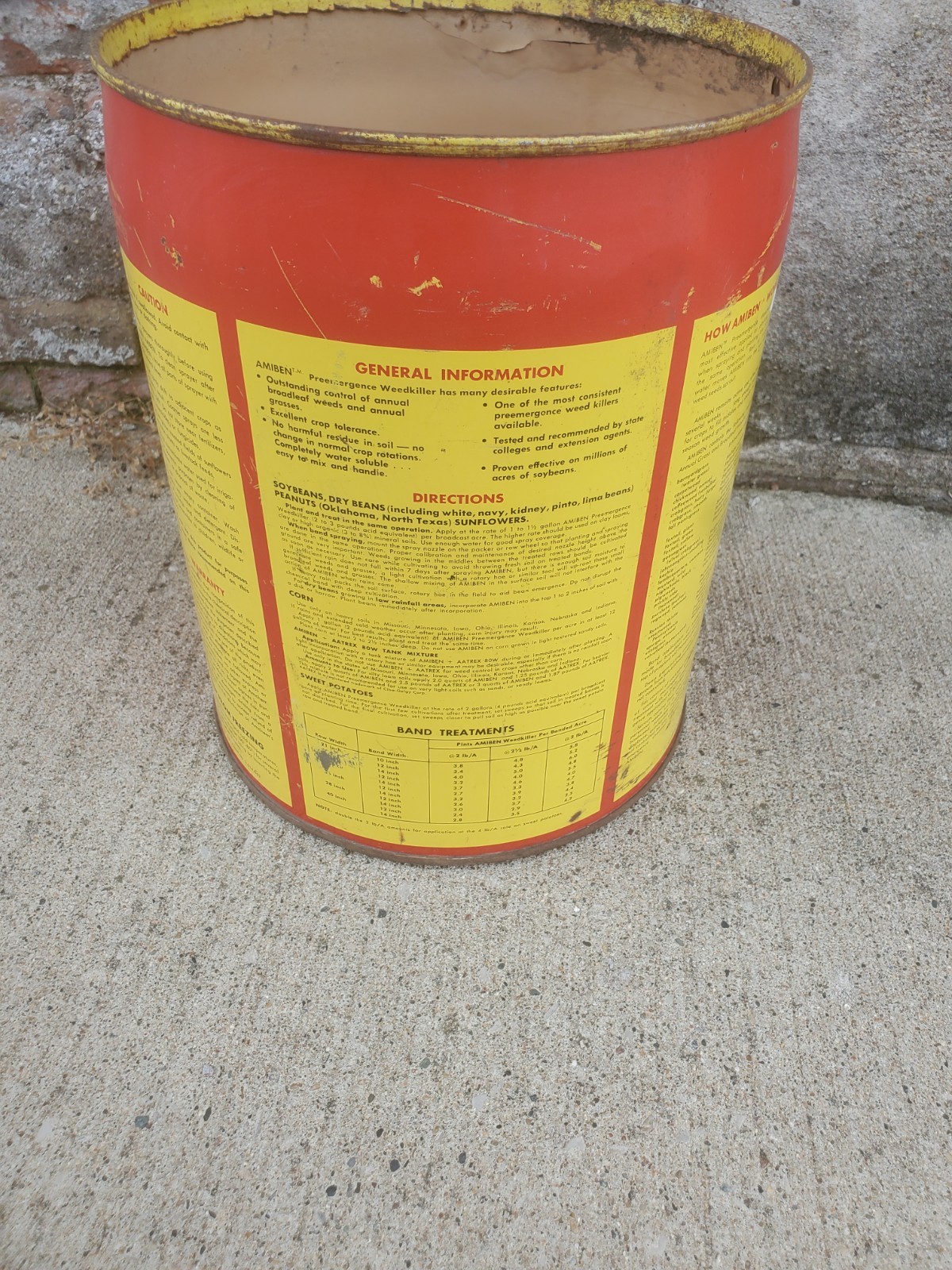 5 Gallon Metal Can Amiben Herbicide No Lid Soybean Weed Control Farm Decor #1