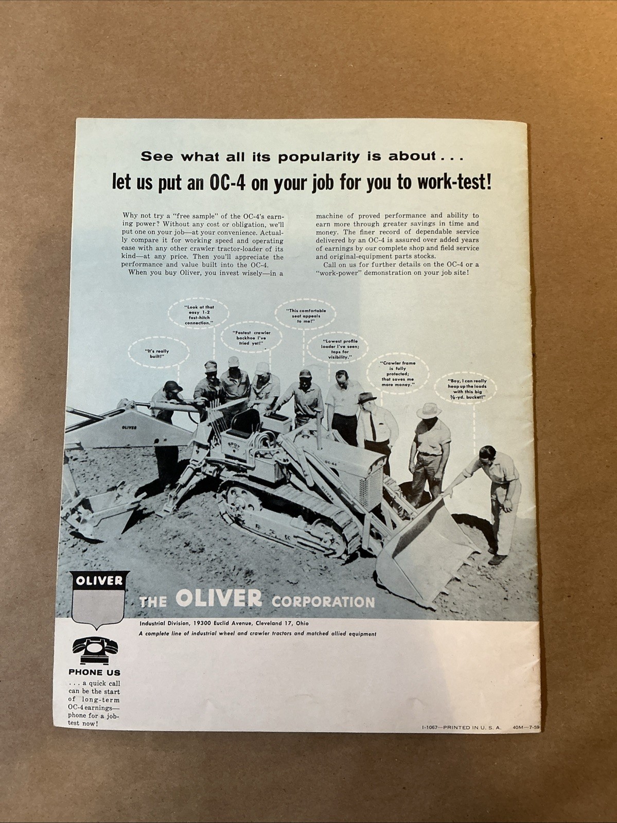 Vintage Original Oliver OC-4 Crawler Brochure Oliver Corporation As Is INV-P0805