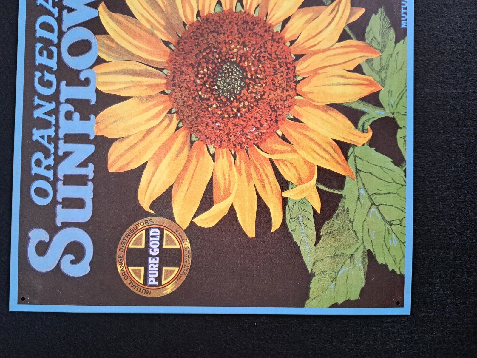 Tin Sign – Orangedale Sunflower Brand Pure Gold – Vintage Reproduction