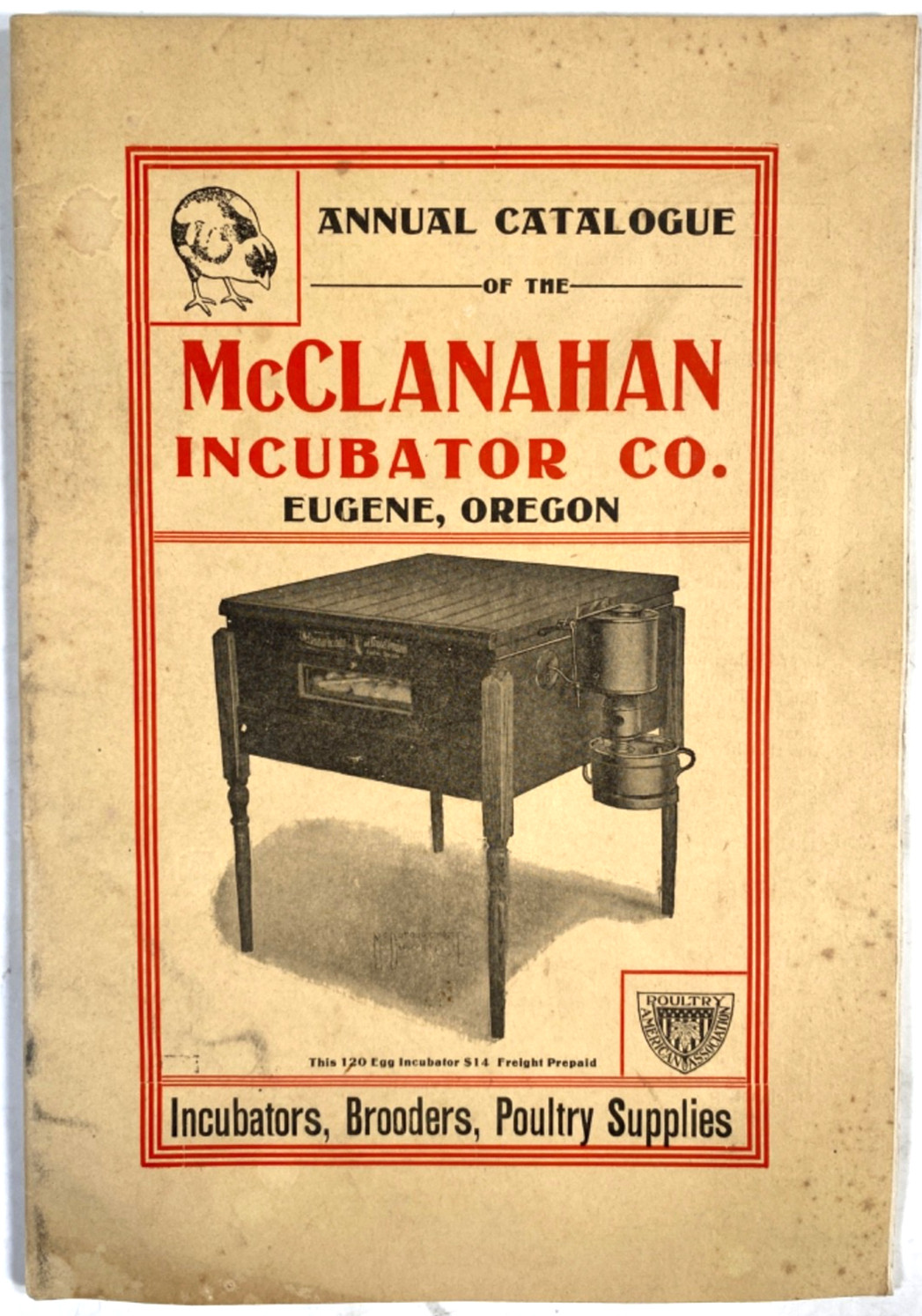 1912 McCLANAHAN INCUBATOR CO. antique poultry supplies catalogue EUGENE, OREGON