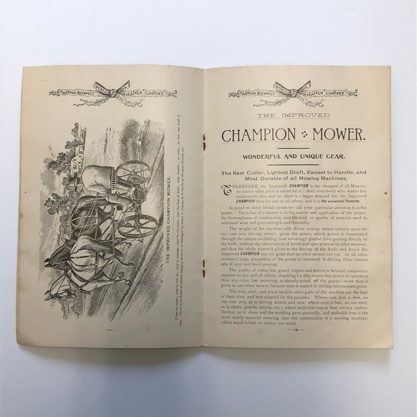 1889 Champion Binders, Reapers, & Mowers Pamphlet Antique Tractor