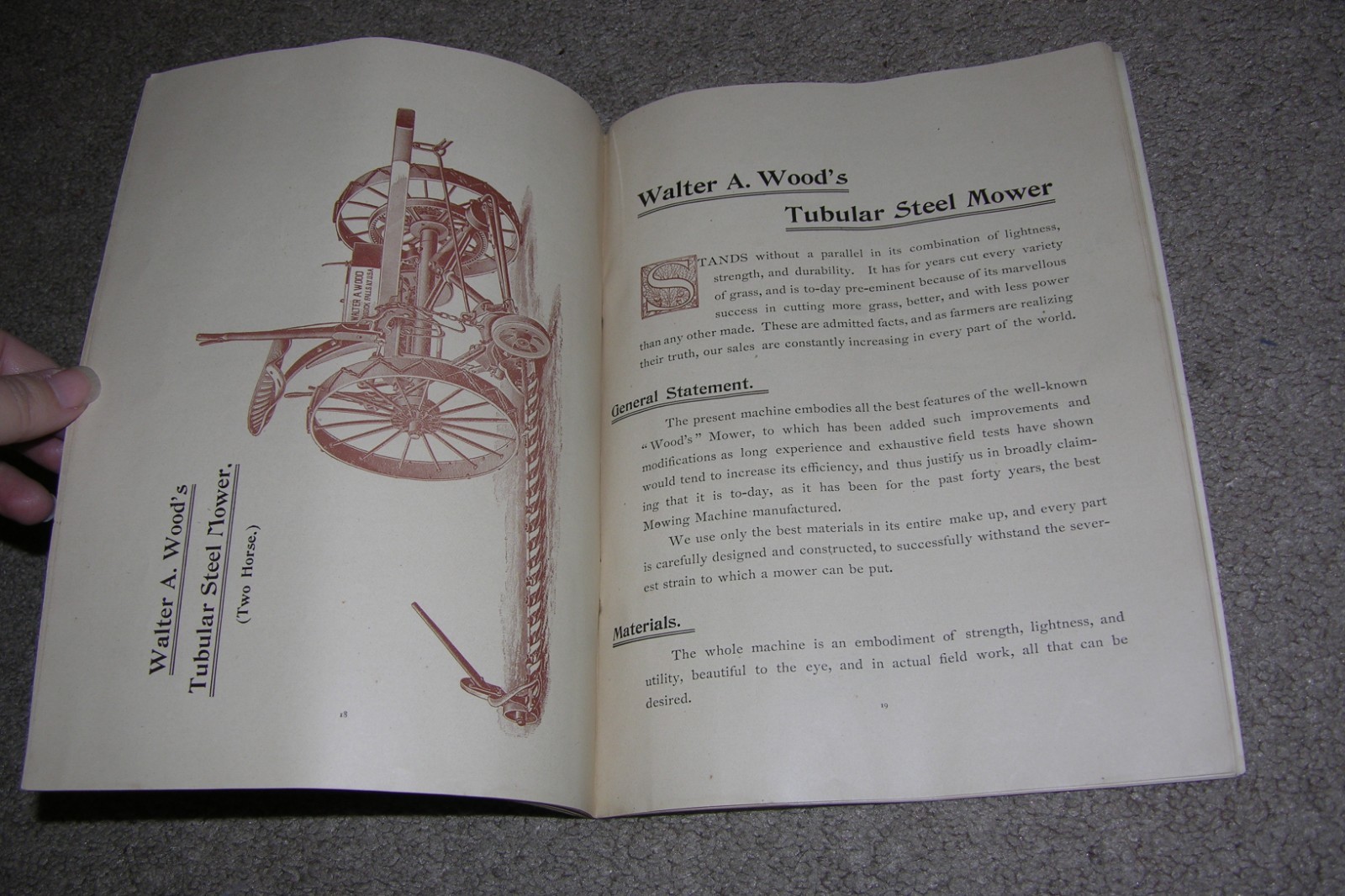1895 Antique Walter A. Wood Mowing & Reaping Machine Farm Machinery Catalog