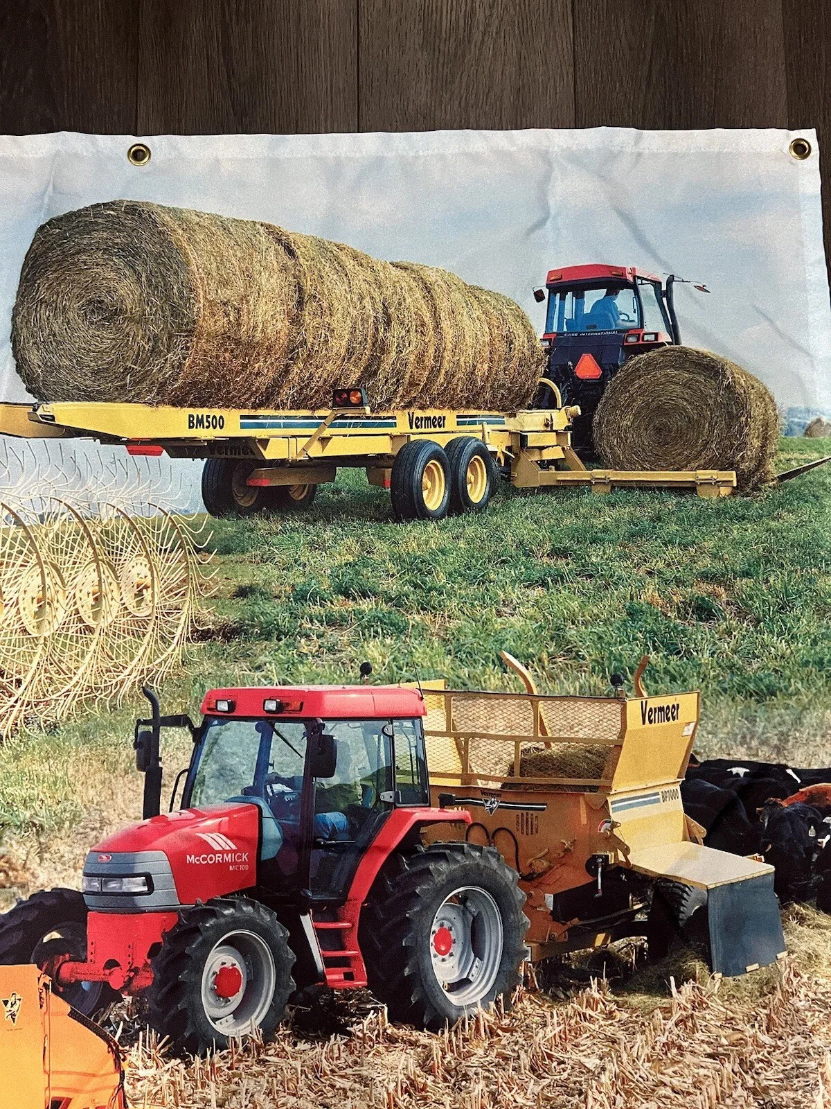 Rare Large 4’x9.5’ Vintage 2001 VERMEER AG Cloth Banner Sign Tractors Farming