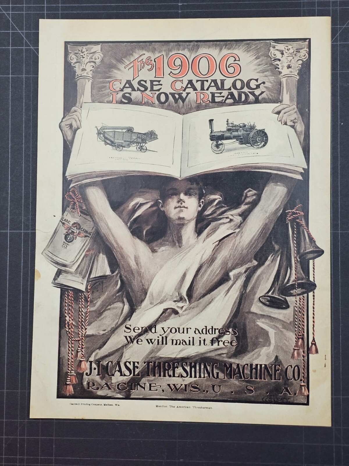 Ad for 1906 Case Catalog rescued from American Thresherman magazine