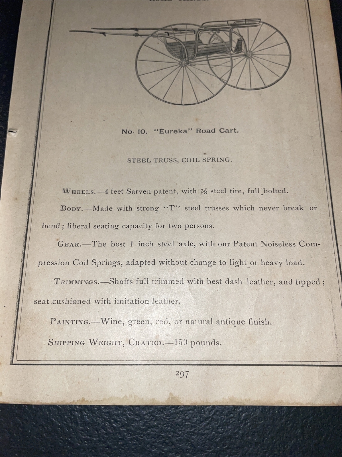 1891 Baldwin – Eureka Road Cart – Farm Advertising – Rock Falls IL