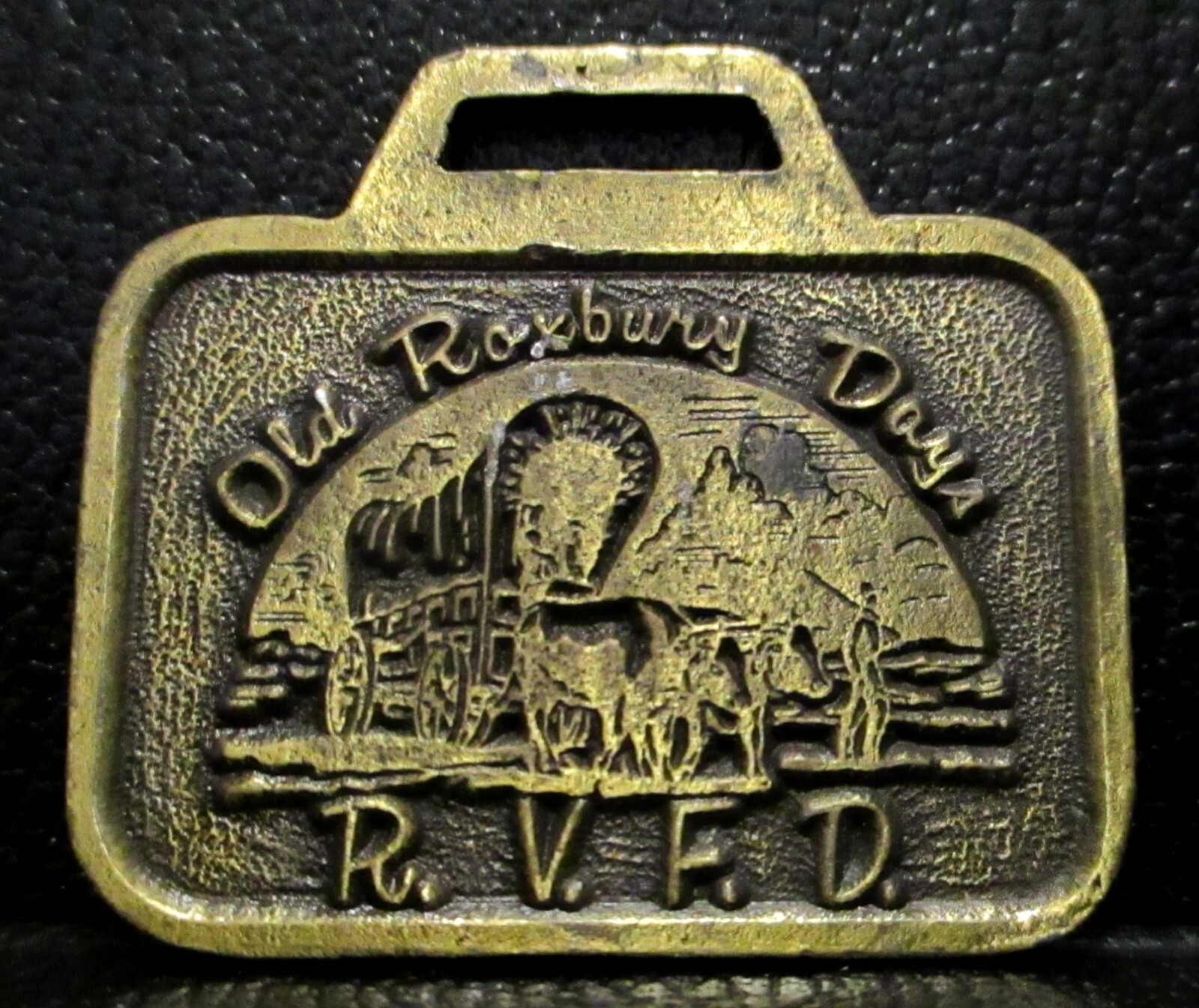 Old Roxbury (CT) Days RVFD Brass Pocket Watch Fob Vintage Farm Equipment Tractor