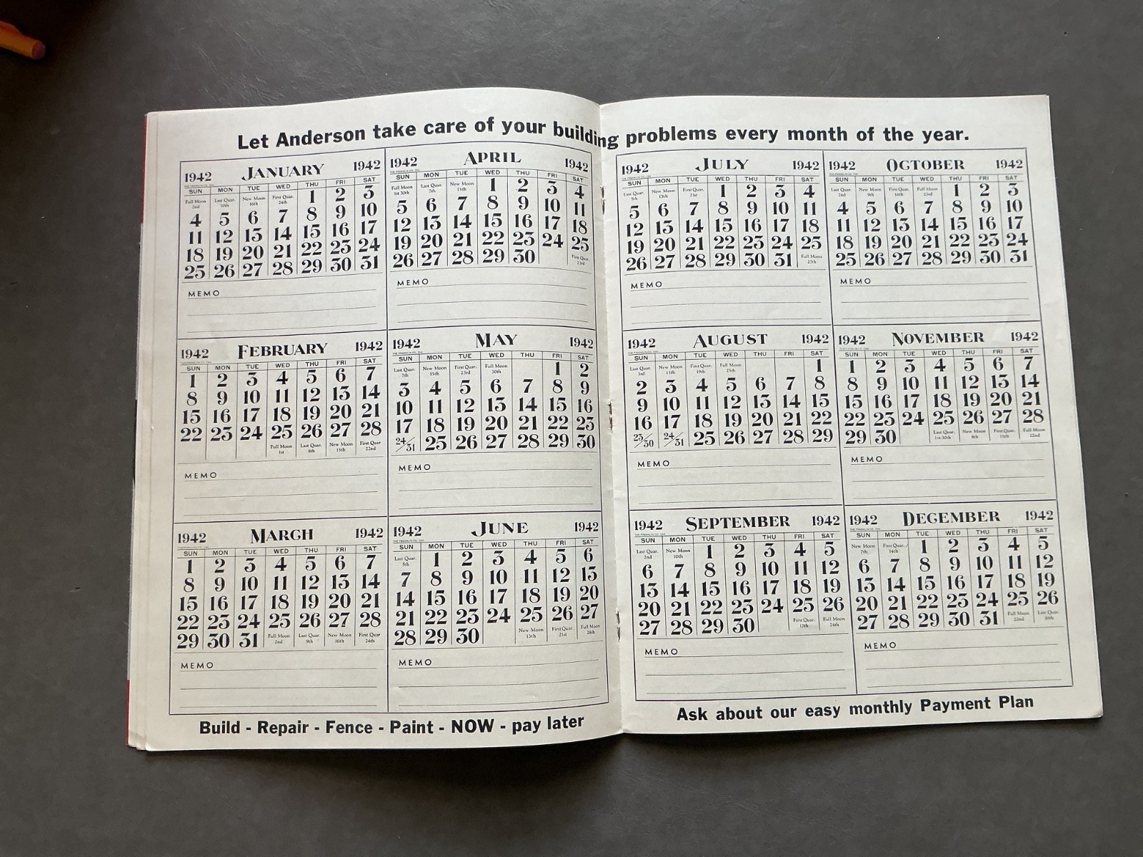 1942 Farm Acct. Record Book – J. F. Anderson Lumber Co. Minnesota, Iowa, Dakotas