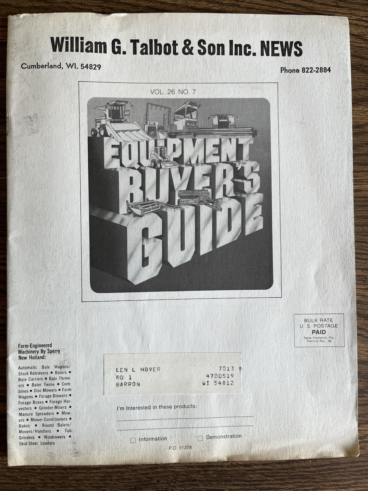 New Holland Equipment Buyers Guide Vol. 26 No. 7 Sales Brochure 1981