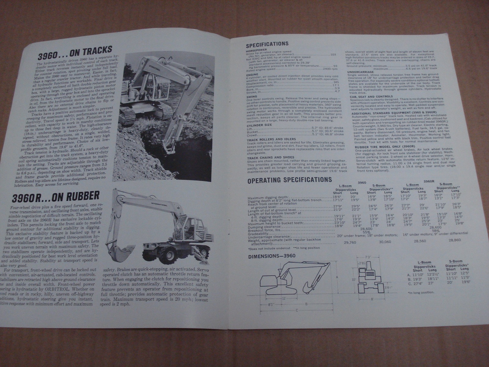 International 3960 Hydraulic Excavator Specifications Brochure
