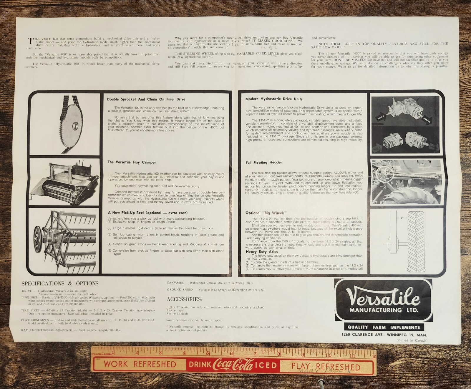 Versatile Hydrostatic 400 Tractor Vintage Advertising Brochure Poster Canada