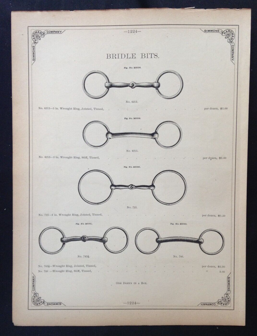 1888 Vintage Simmons Hardware Catalog Pgs Victorian Horse Hames Snaps Rings