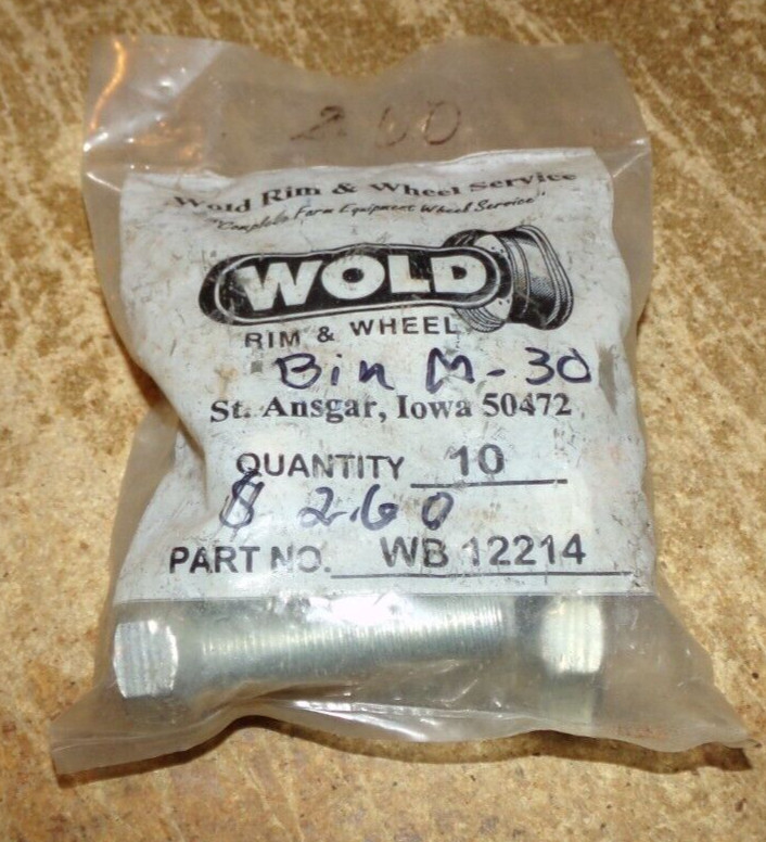 10-lot WOLD #WB12214 1/2&Prime; diameter fine thread bolts new