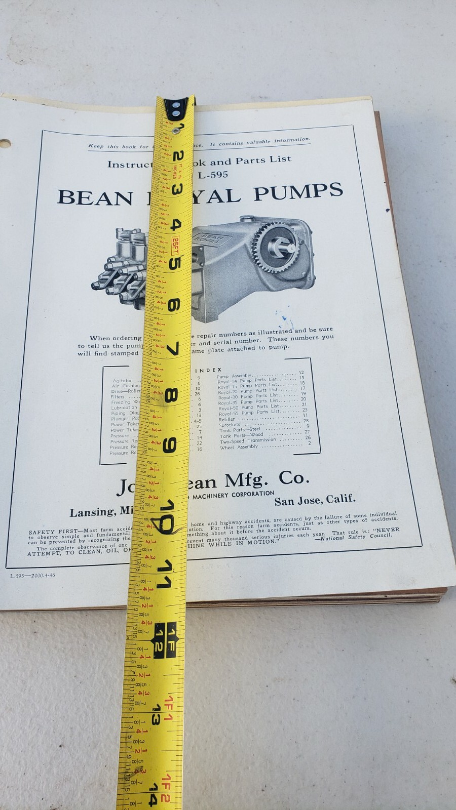 Vtg apple grower John Bean farm sprayer instruction & parts list lot