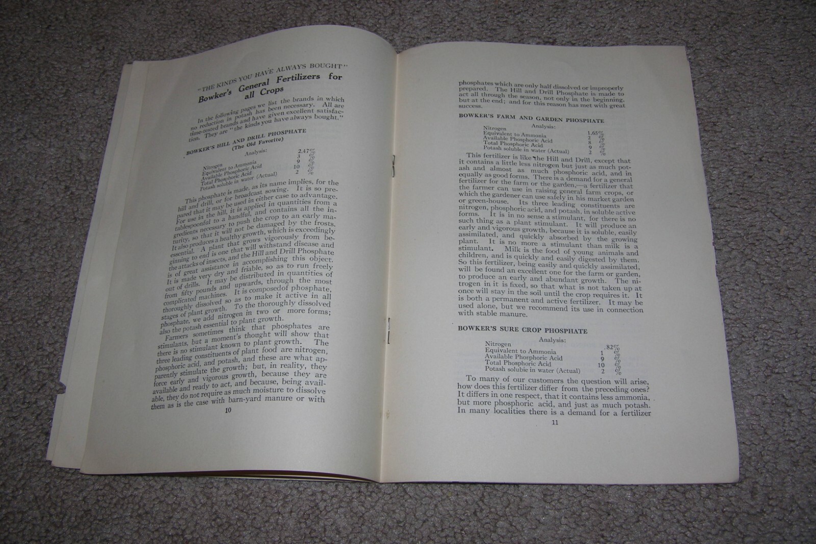 1915 Bowker&rsquo;s Fertilizers 19 page booklet, Stockbridge, Manure
