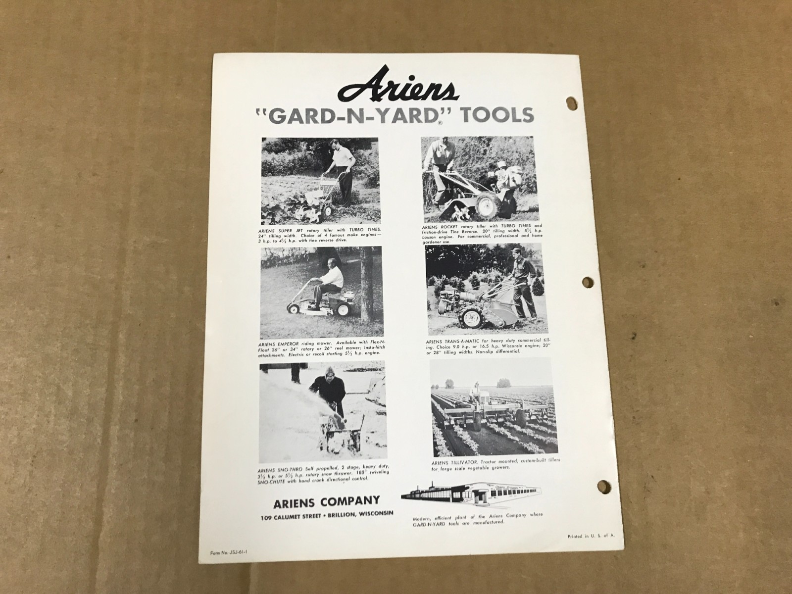 Vintage Ariens Jet/Super Jet Rotary Tiller Operating Instructions/Parts List