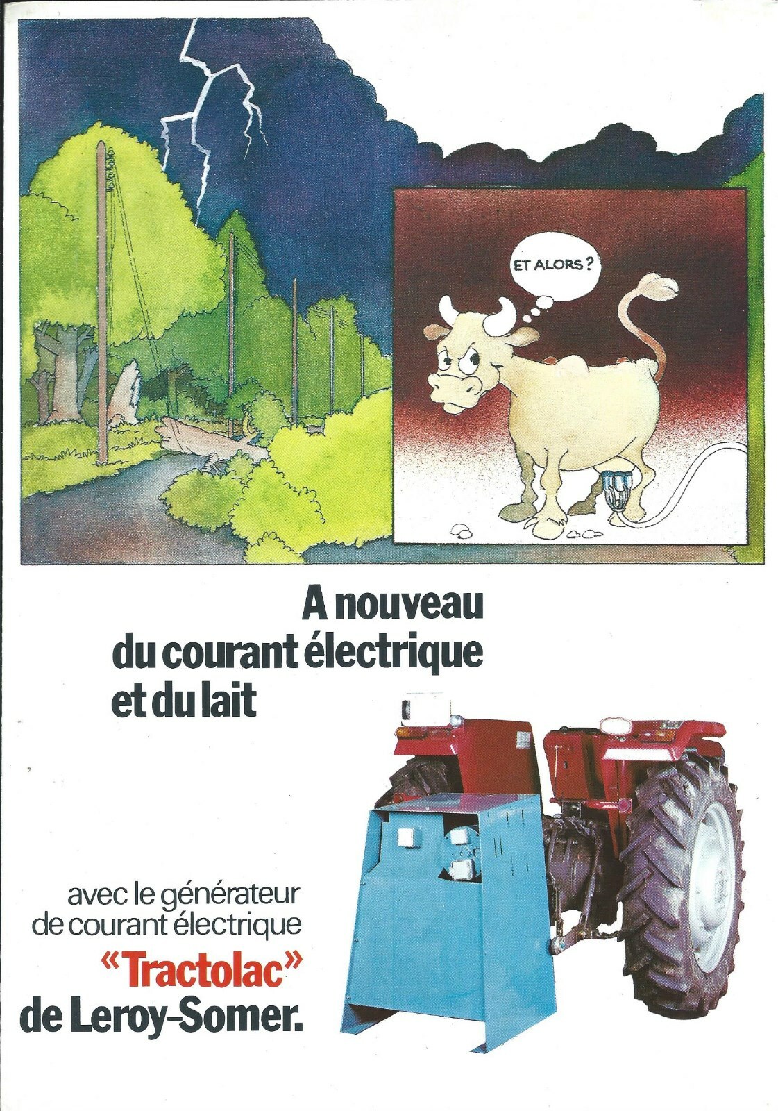 Farm Equipment Brochure – Leroy-Somer – Tractolac Cow Milk FRENCH c1978 (F6860)