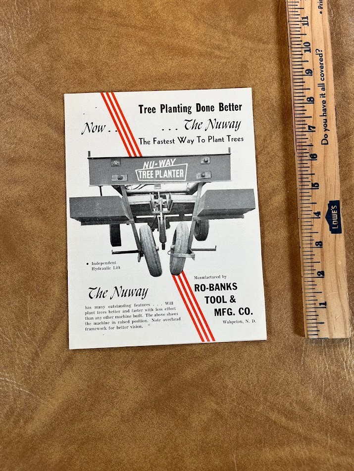 Nuway Tree Planter Ro-Banks Tool & MFG Brochure Wahpeton North Dakota