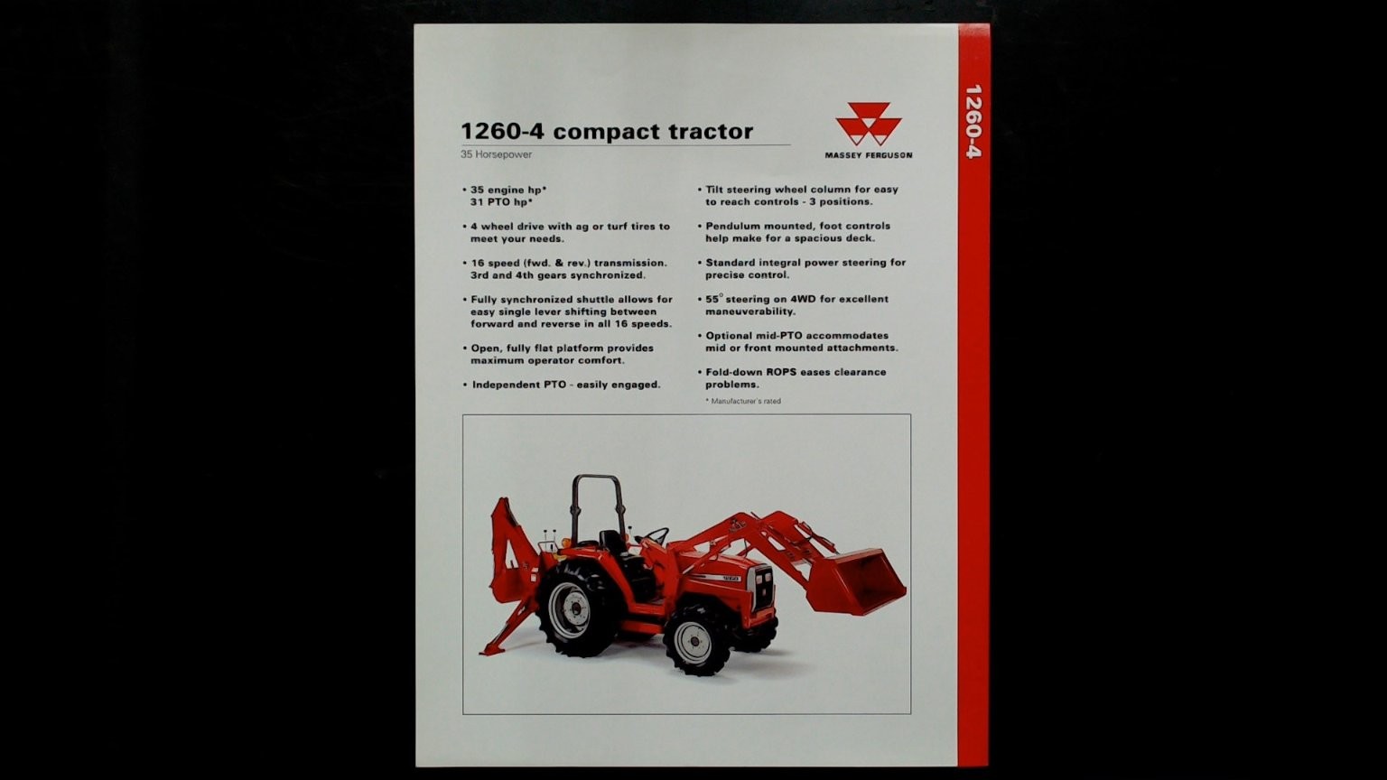 Massey Ferguson 1260-4 Compact Tractor Brochure Vintage Agricultural