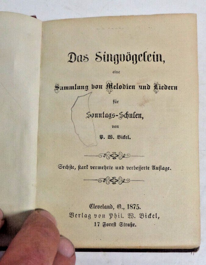 Das Singuogelein Bible 1875 hymn song book German? Swedish?