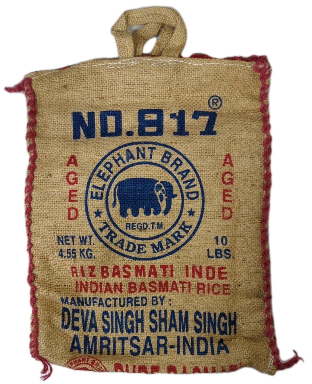Vintage ELEPHANT BRAND #817 Burlap Bag Handmade Purse Amritsar India 10lbs Rice