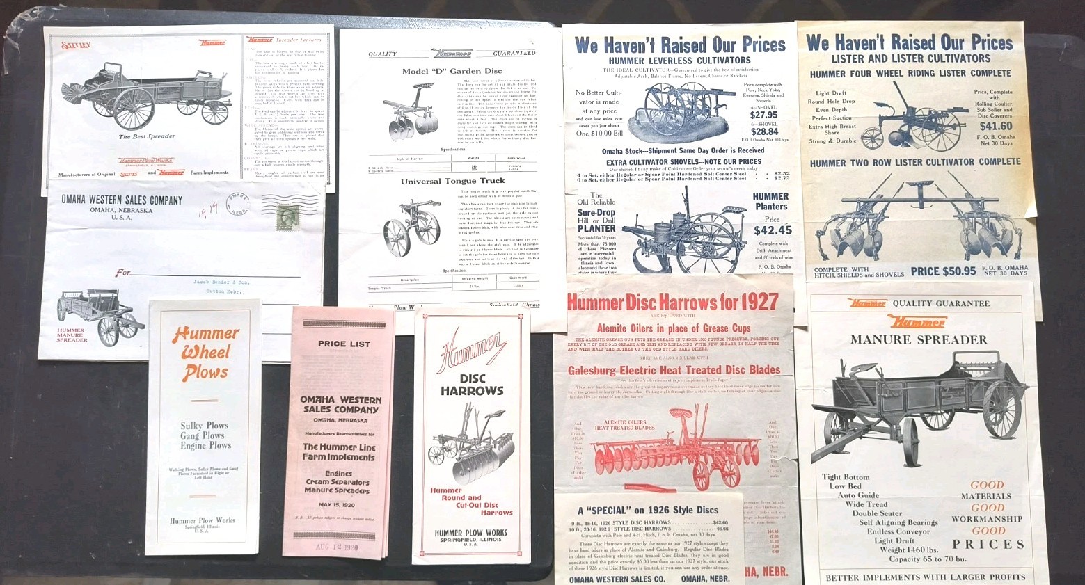 1920s Hummer Plow Works Sales Brochure Lot Springfield Ill. Farm Poster