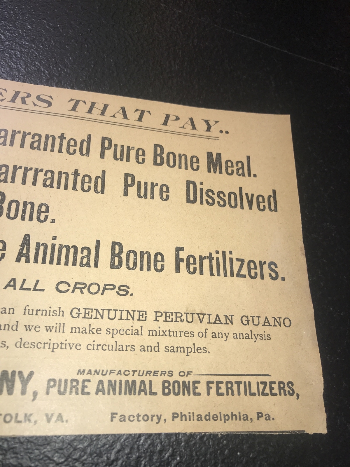 1900 Baugh & Sons Fertilizer Farm Advertising – Richmond – Virginia