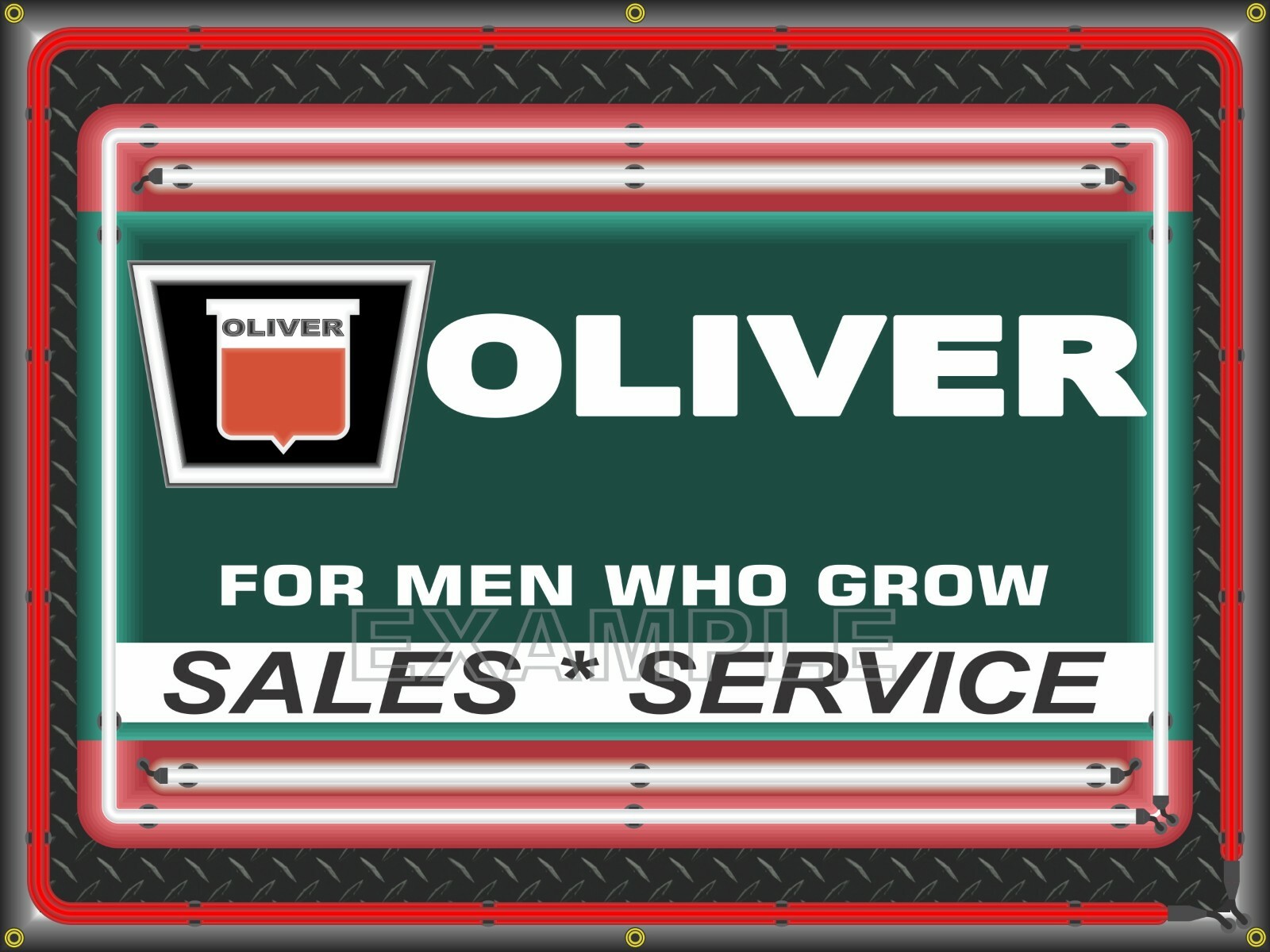 OLIVER TRACTORS DEALER SALES SERVICE OLD SIGN REMAKE BANNER MURAL GARAGE ART